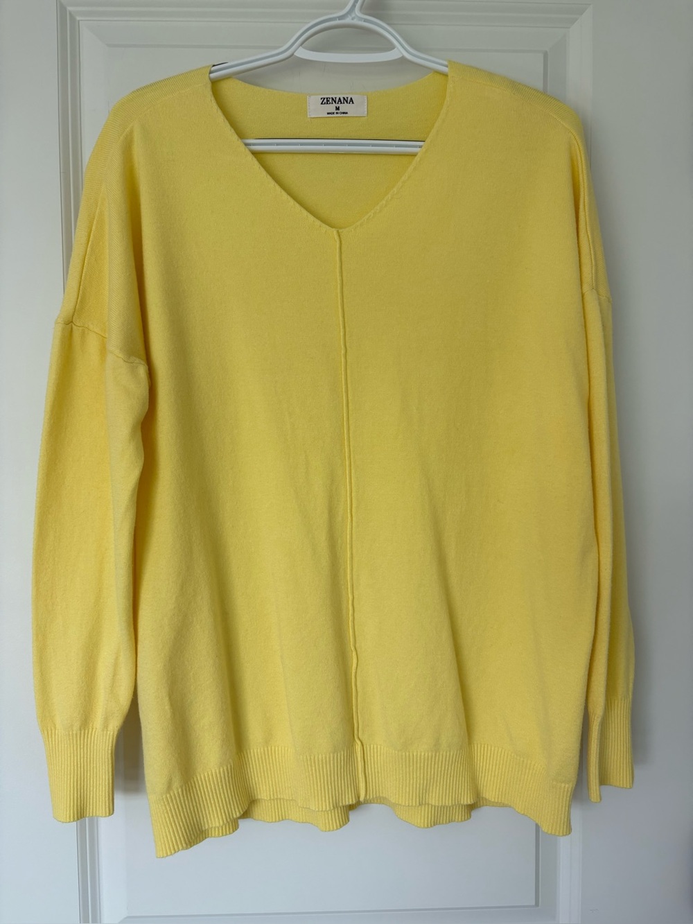 Zenana Yellow V neck Sweater - women’s Medium NWOT